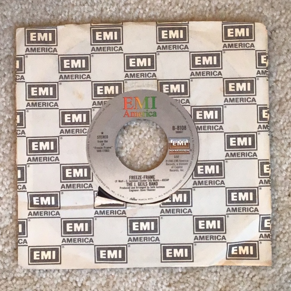 Vintage Freeze Frame, The J. Geils Band 7” Vinyl Record, 1981, Capitol Records